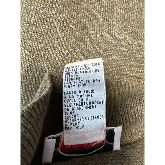 Talbots Floral Embroidered Button-Up Olive Green Long Sleeve Cardigan SizeM - Picture 10 of 11